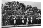 Workers Inspecting Garbage On Barge by Anonymous