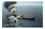 Fireboats Dousing Oil Tanker by Anonymous