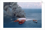 Fireboats Spraying Burning Mega Borg Tanker by Anonymous