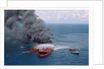 Fireboats Spraying Burning Mega Borg Tanker by Anonymous