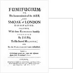 Title Page of Fumifugium by John Evelyn