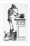 Print of a Skeleton Contemplating a Skull by Anonymous