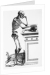 Print of a Skeleton Contemplating a Skull by Anonymous
