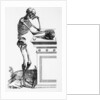 Print of a Skeleton Contemplating a Skull by Anonymous
