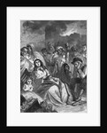 Illus Of Families Huddled Bkgrd Fire by Anonymous