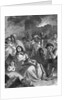 Illus Of Families Huddled Bkgrd Fire by Anonymous