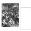 Illus Of Families Huddled Bkgrd Fire by Anonymous