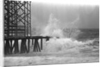 High Waves Crash On Boardwalk Pier by Anonymous
