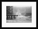 High Waves Crash On Boardwalk Pier by Anonymous