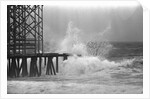 High Waves Crash On Boardwalk Pier by Anonymous