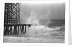 High Waves Crash On Boardwalk Pier by Anonymous