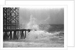 High Waves Crash On Boardwalk Pier by Anonymous