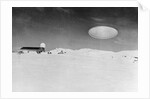 Ufo Over Barn In Snow Covered Field by Anonymous