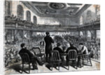 Woodcut Audience Listens To Speaker by Anonymous
