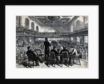Woodcut Audience Listens To Speaker by Anonymous