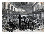 Woodcut Audience Listens To Speaker by Anonymous