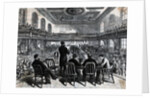 Woodcut Audience Listens To Speaker by Anonymous