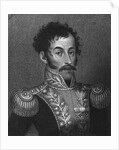 Aquatint Portrait of Simon Bolivar by Anonymous