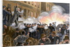 Illustration of Haymarket Riot in Chicago by T. de Thulstrup