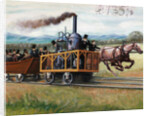 Illustration of a Race Between a Locomotive and a Horse-Drawn Car by Anonymous