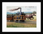 Illustration of a Race Between a Locomotive and a Horse-Drawn Car by Anonymous