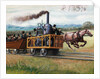 Illustration of a Race Between a Locomotive and a Horse-Drawn Car by Anonymous