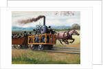 Illustration of a Race Between a Locomotive and a Horse-Drawn Car by Anonymous
