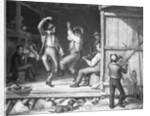 Two Men Barn Dancing With Fiddler by Anonymous