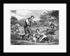 Farmer With Pitchfork Watches Family by Anonymous