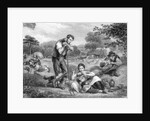 Farmer With Pitchfork Watches Family by Anonymous