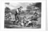 Farmer With Pitchfork Watches Family by Anonymous