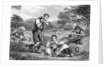 Farmer With Pitchfork Watches Family by Anonymous