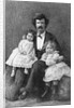 Samuel Clemens Holding Daughters/Etching by Anonymous
