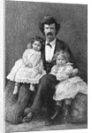 Samuel Clemens Holding Daughters/Etching by Anonymous
