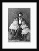 Samuel Clemens Holding Daughters/Etching by Anonymous