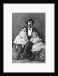 Samuel Clemens Holding Daughters/Etching by Anonymous