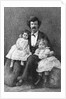 Samuel Clemens Holding Daughters/Etching by Anonymous