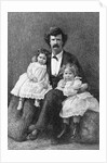 Samuel Clemens Holding Daughters/Etching by Anonymous