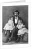 Samuel Clemens Holding Daughters/Etching by Anonymous