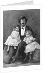 Samuel Clemens Holding Daughters/Etching by Anonymous