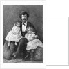 Samuel Clemens Holding Daughters/Etching by Anonymous