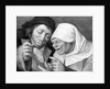 Painting of a Peasant Couple Looking at a Mirror by Jan Massys