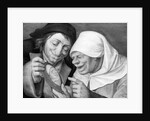 Painting of a Peasant Couple Looking at a Mirror by Jan Massys