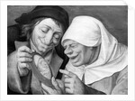 Painting of a Peasant Couple Looking at a Mirror by Jan Massys
