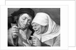 Painting of a Peasant Couple Looking at a Mirror by Jan Massys