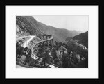 Train Traveling Over Viaduct in Mountain by Anonymous