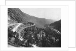 Train Traveling Over Viaduct in Mountain by Anonymous