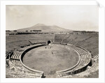 Amphitheater of Pompeii with Vesuvius in Background by Anonymous