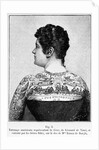 Woman W/Elaborate Tattoos - Woodcut by Anonymous