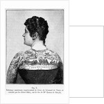 Woman W/Elaborate Tattoos - Woodcut by Anonymous